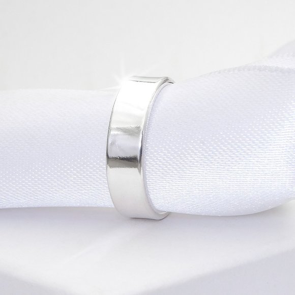 Sterling Silver Band Ring, 6mm Wide, Minimalist Smooth Flat Band Ring, Size 9 - Picture 1 of 5